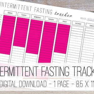 Intermittent Fasting Tracker, Weekly Fasting Tracker, Fasting Printable, Fasting Tracker, Alternate Day Fasting