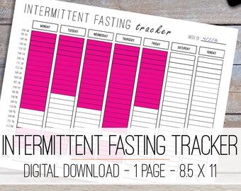 Intermittent Fasting Tracker, Weekly Fasting Tracker, Fasting Printable, Fasting Tracker, Alternate Day Fasting