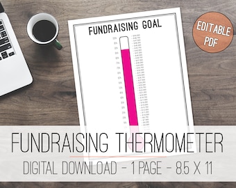 Fundraising Goal Tracker Printable, Fundraising Tracker, Donation Tracker, Savings Tracker, Savings Thermometer