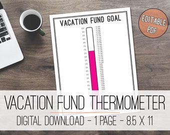 Vacation Fund Thermometer Printable Savings Thermometer