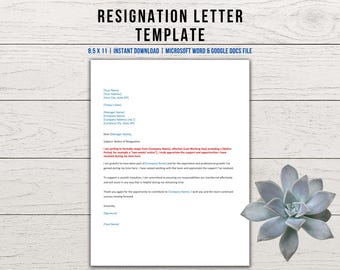 Resignation Letter Template, Short and Simple Professional Resignation Letter, Resignation Notice Word