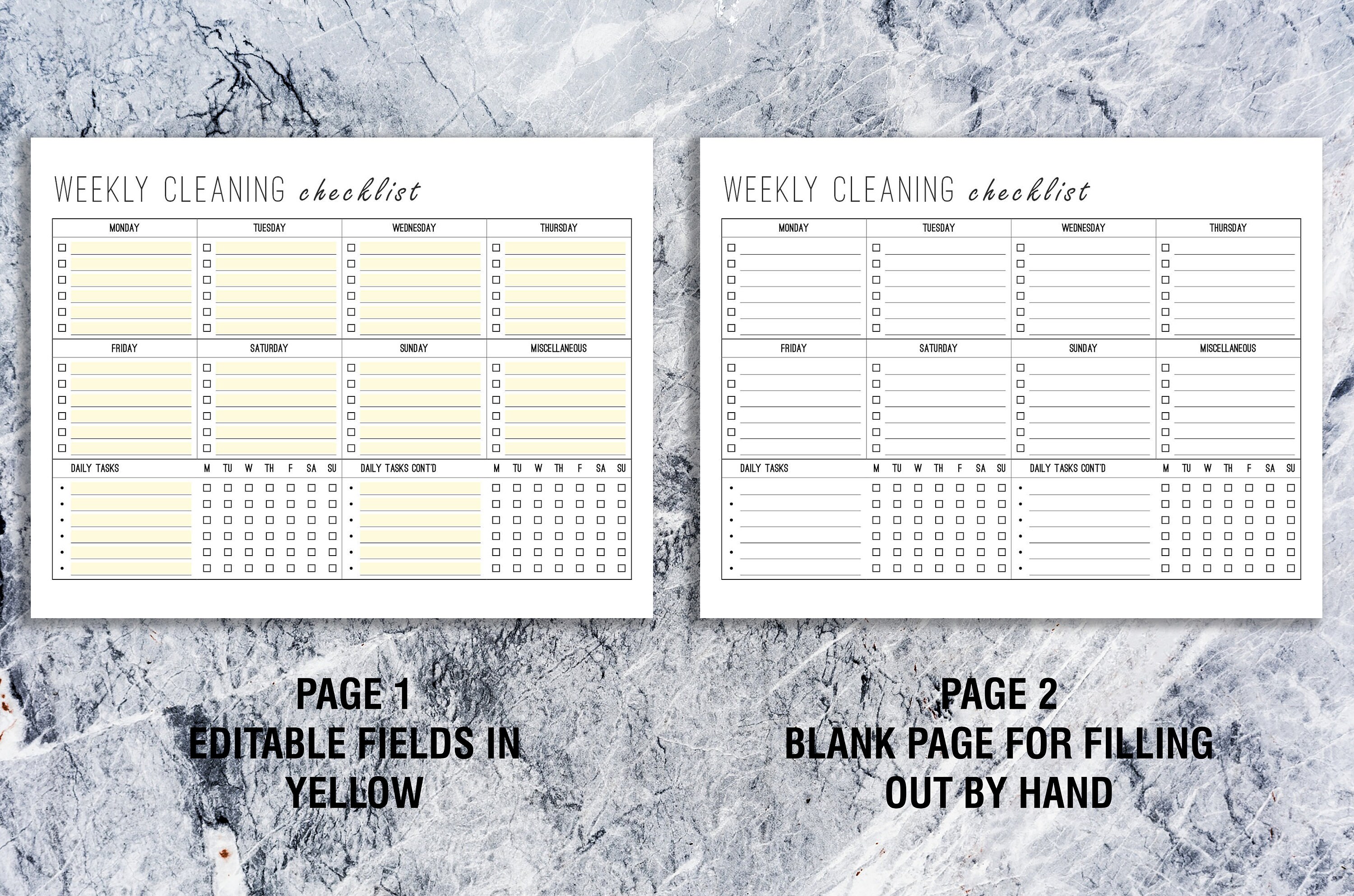 Weekly Cleaning Checklist EDITABLE Printable Letter & A4, Weekly ...