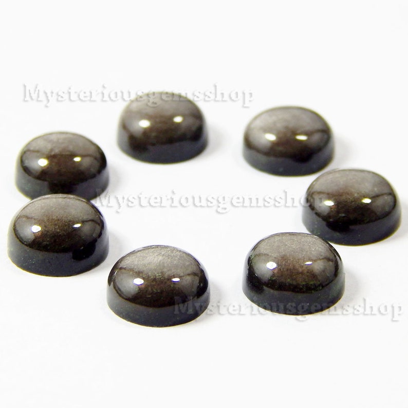 10 piece natural silver sheen obsidian round shape loose gemstone cabochon
