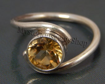 Citrine jewelry 925 Sterling silver Citrine ring Women ring  Yellow citrine Gemstone ring Gift for her Unique Statement ring