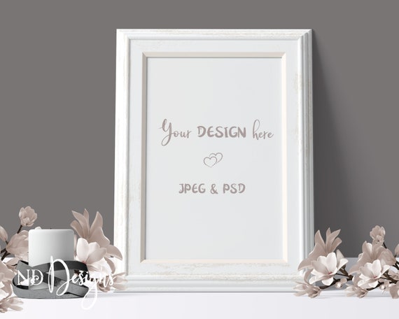 White Rustic Frame Mockup With Elegant Chic Appeal And