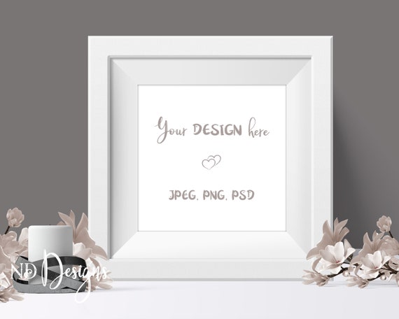 Square White Frame Mockup With Elegant Appeal And Dark
