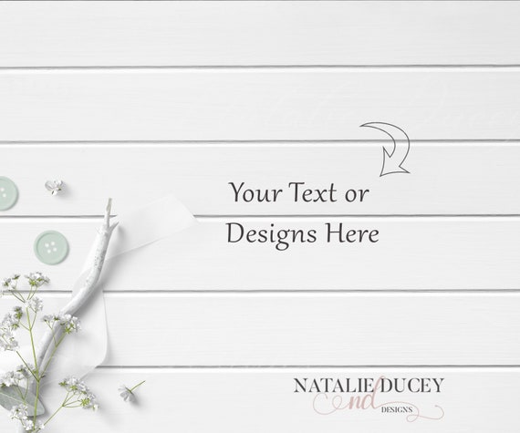 Digitally Styled With Rustic Wood Buttons Flowers On A White Etsy