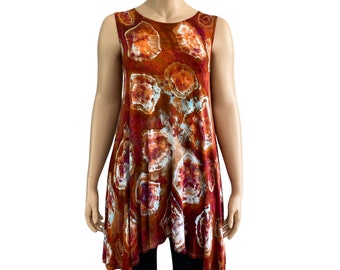 3X Geode Tie Dye Rayon Beach Dress: Short Sleeve Tunic