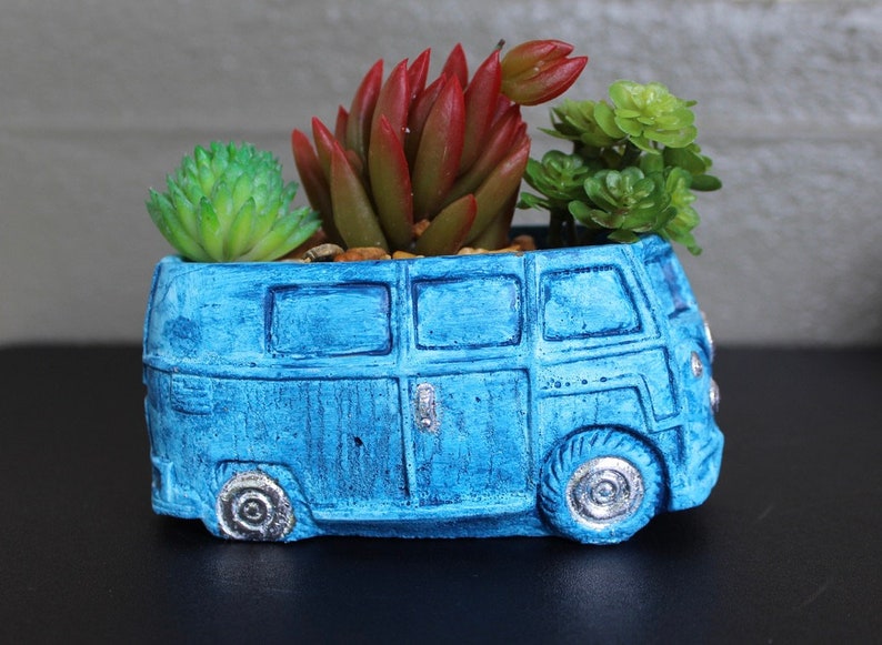 Hippie Bus Planter Tie Dye Planter Car Planter Pot With Drainage Hole Bus succulent planter Bus Planter