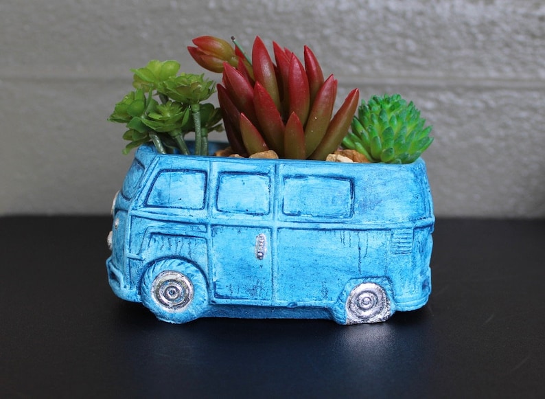 Hippie Bus Planter Tie Dye Planter Car Planter Pot With Drainage Hole Bus succulent planter Bus Planter