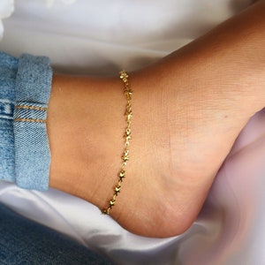 Dainty Star Chain Anklet, Gold Stainless Steel Anklet, beach anklet, minimalist, everyday boho anklet, gold anklet, waterproof, non-tarnish