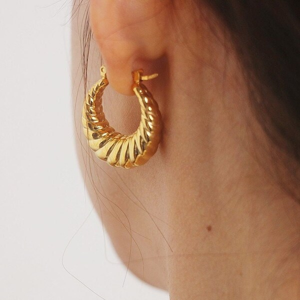 Chunky Gold Hoops - Etsy UK