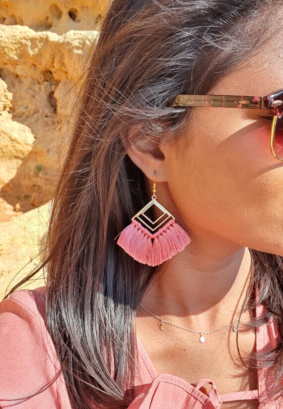 Gold plated tassel earrings sale