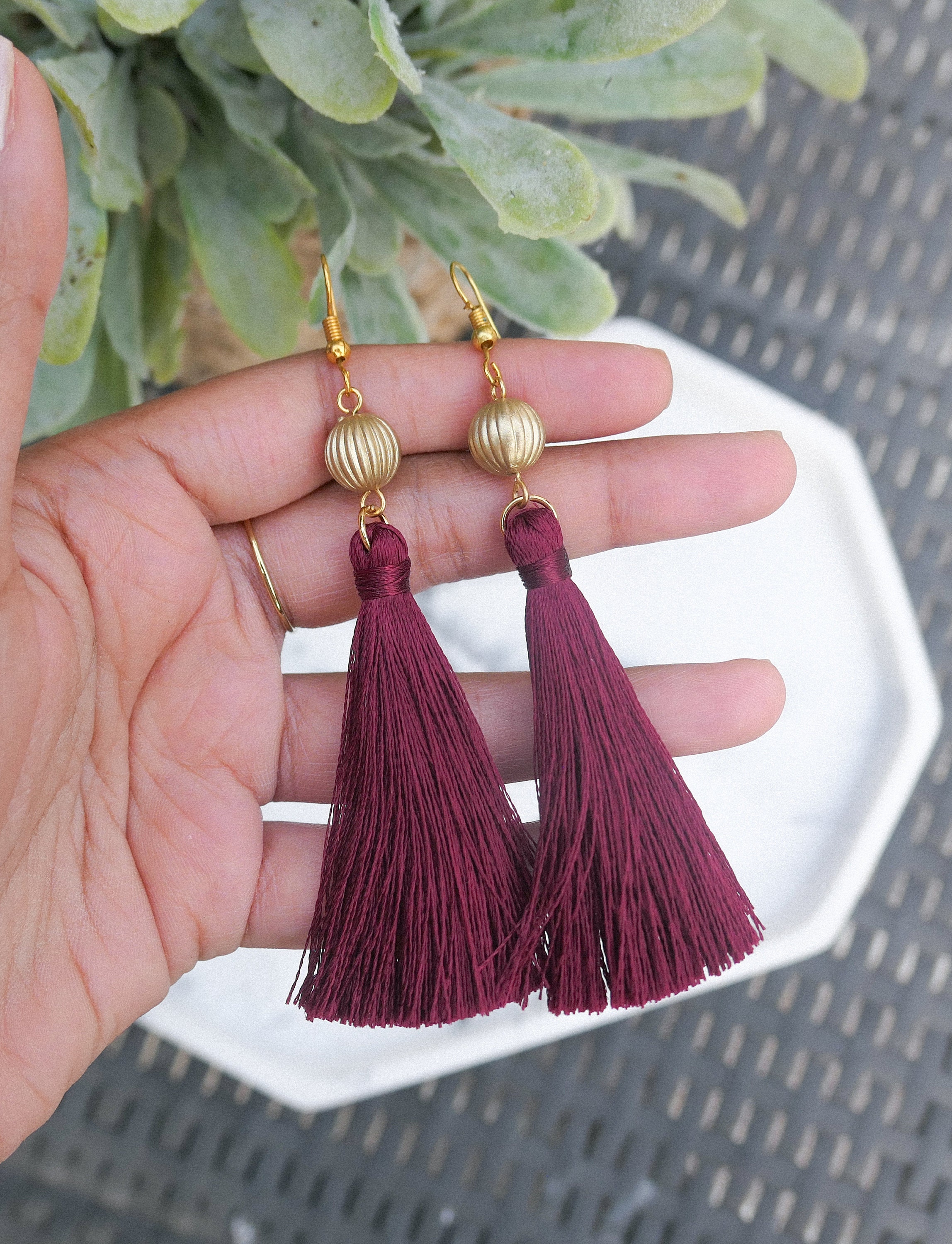 Teal Antique Gold Plated Tassel Earrings Silk Thread Gold Etsy UK