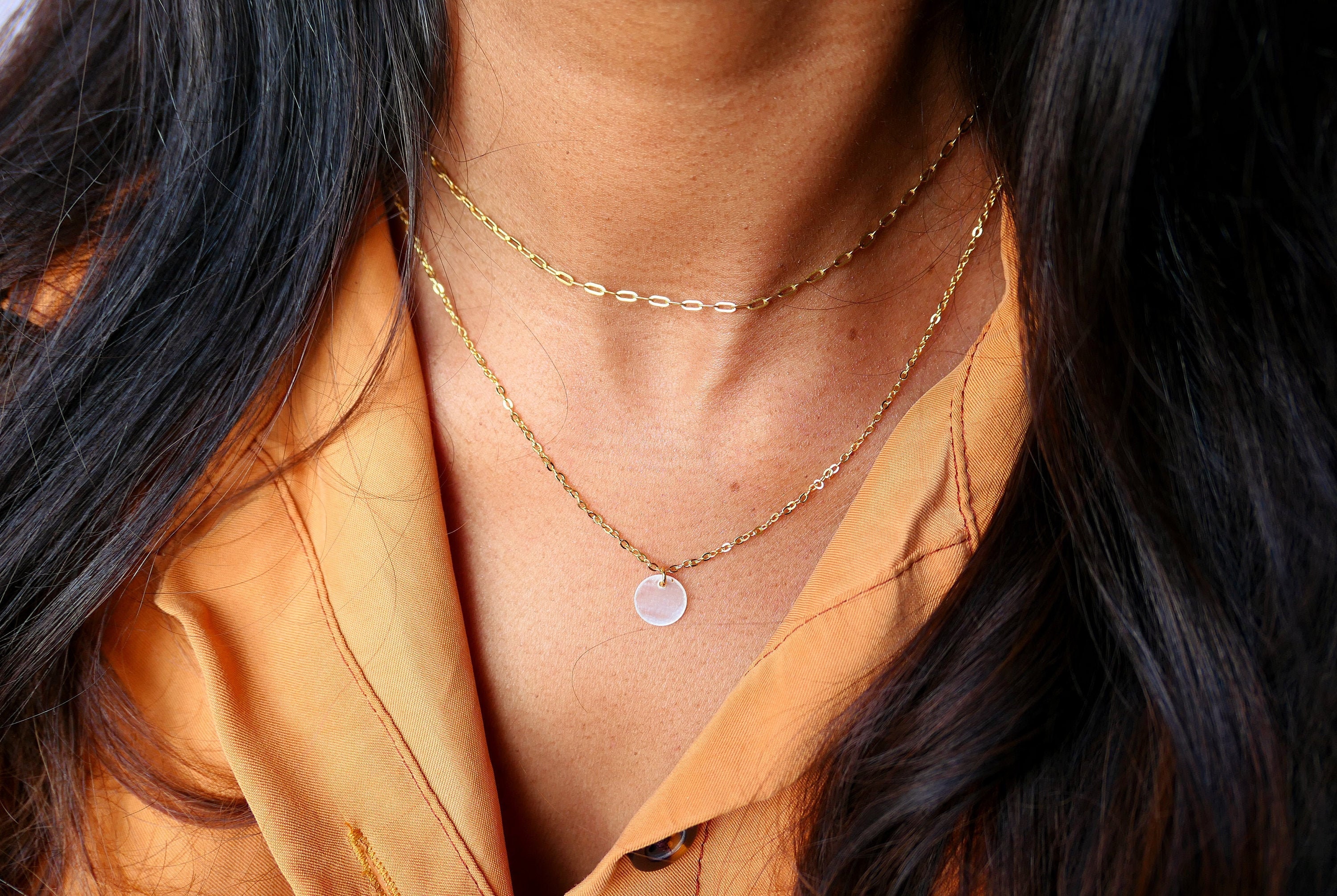 Dainty Paper Clip Necklace 18K gold plated tiny delicate Etsy