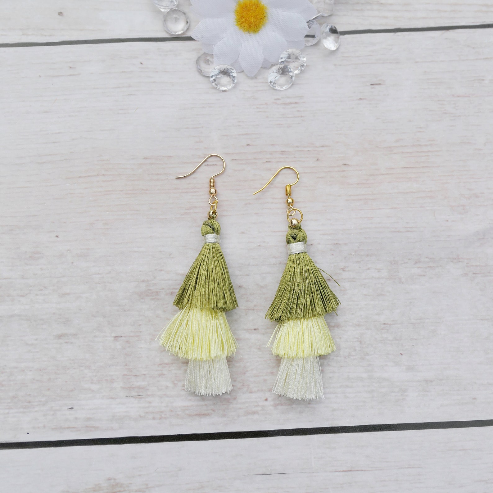 Red Orange White Gold Plated Tassel Earrings Silk Thread Etsy