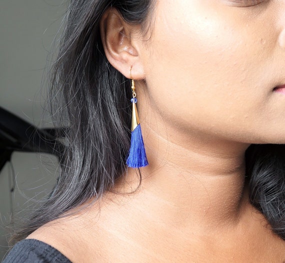 Silk thread tassel earrings deals making