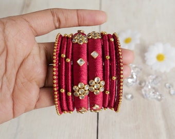 Red silk thread bangles deals