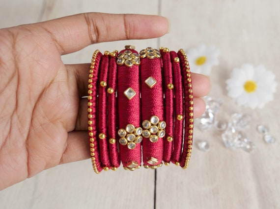 Silk Thread Jewellery - Silk Thread Bangle Kada /Silk Thread /Raw Silk  Bangles – Khushi Handicrafts