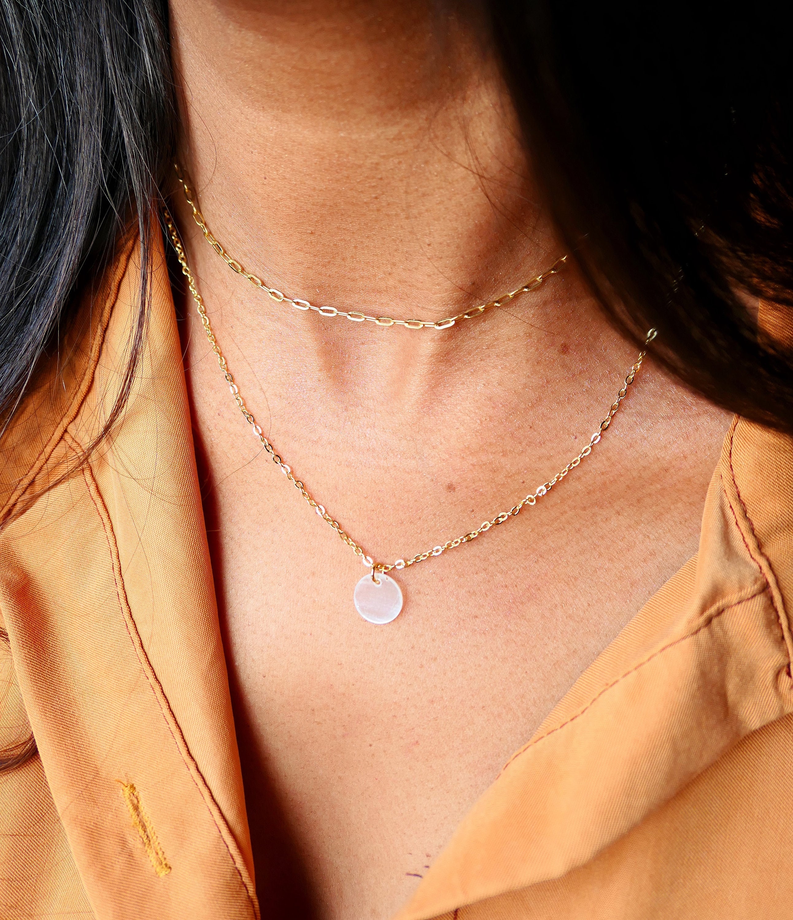 Dainty Paper Clip Necklace 18K gold plated tiny delicate Etsy