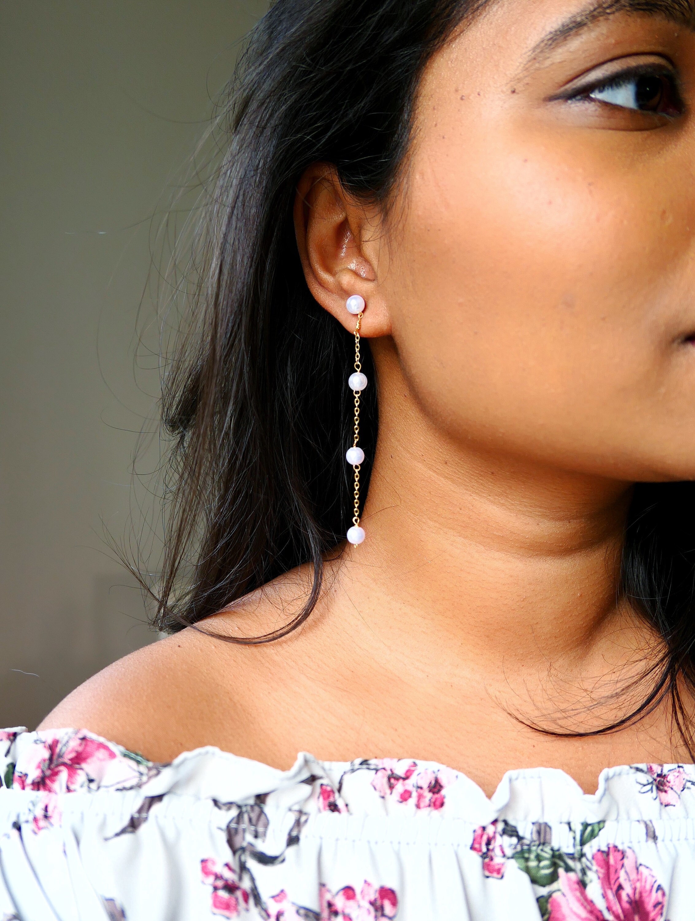 Dainty pearl drop best sale earrings