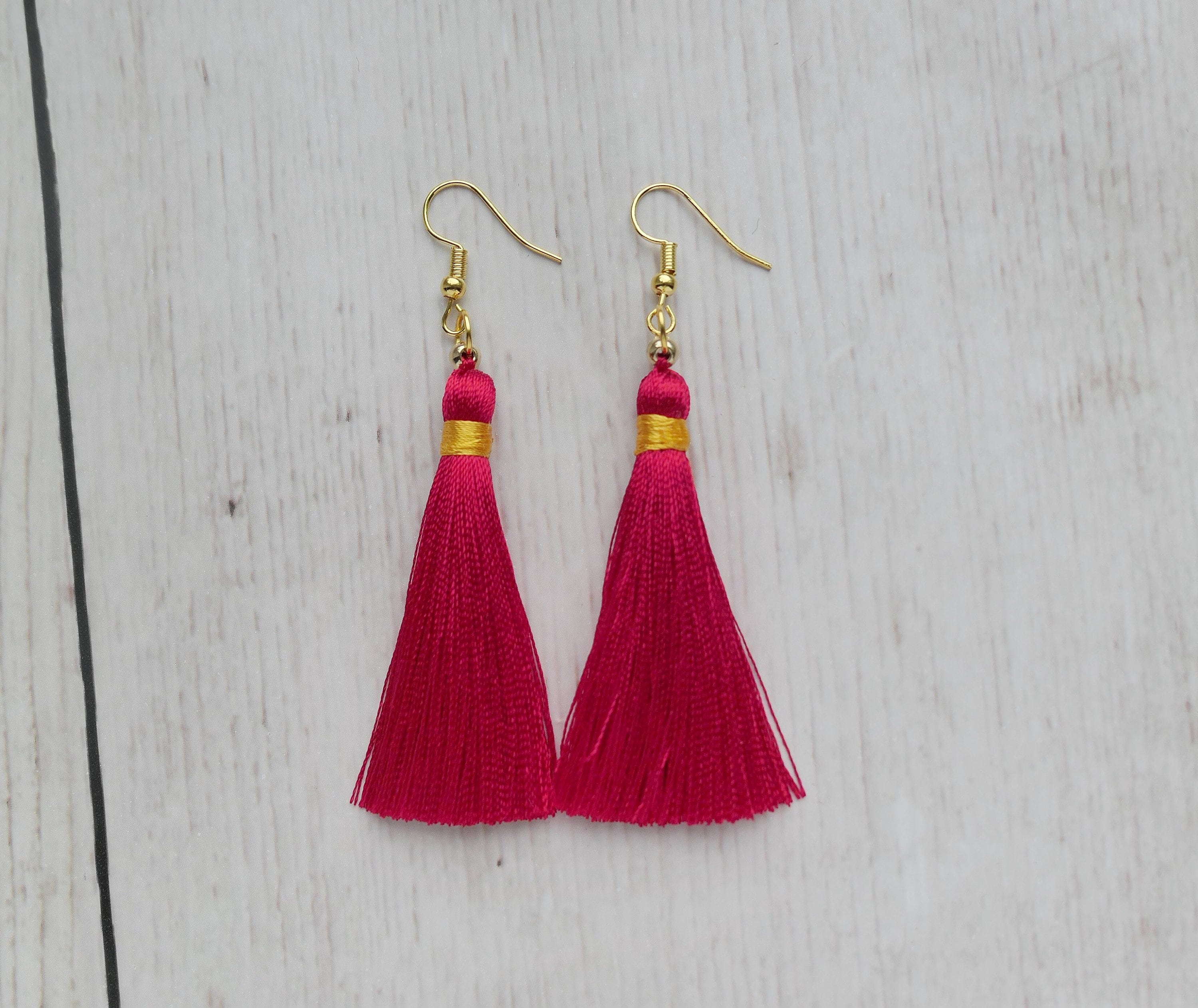 Silk thread jhumkas in yellow and red! – Khushi Handicrafts