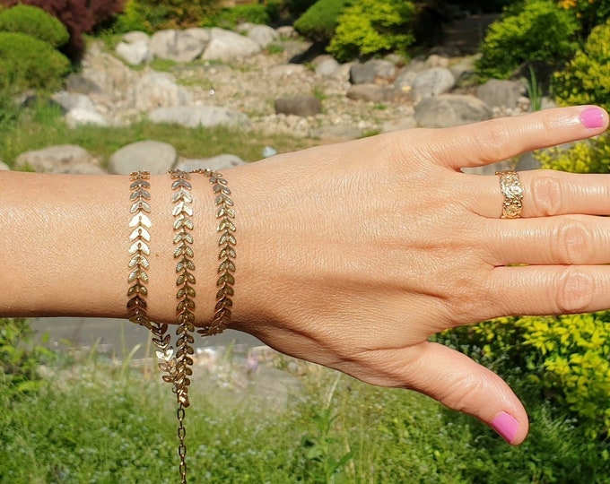 The Gold Leaves Bracelet Gold Leaves Jewelry Set Elegant Bracelet Gold