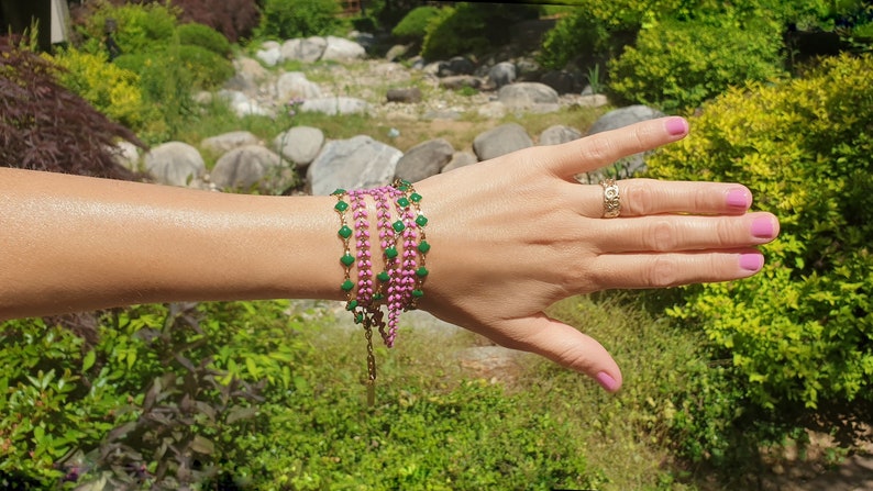 The Serendipity Bracelet Serendipity in Emerald Green Wrap Bracelet Gold Bracelet Bridesmaid Gift Clover Bracelet Quatrefoil Bracelet Enamel