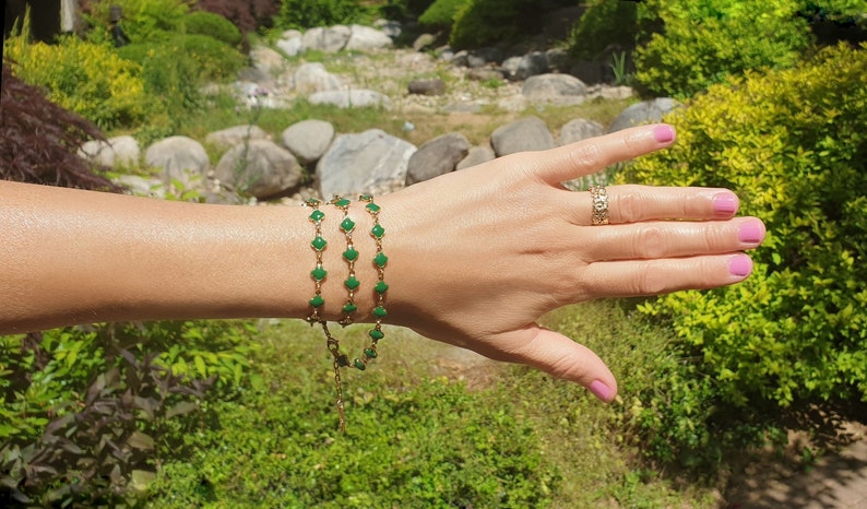 The Serendipity Bracelet Serendipity in Emerald Green Wrap Bracelet Gold Bracelet Bridesmaid Gift Clover Bracelet Quatrefoil Bracelet Enamel