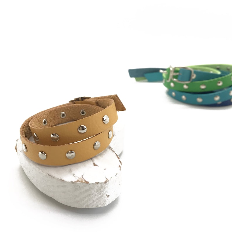 Turquoise Blue Wrap bracelet Yellow Women/'s double lap bracelet Green Italian genuine leather