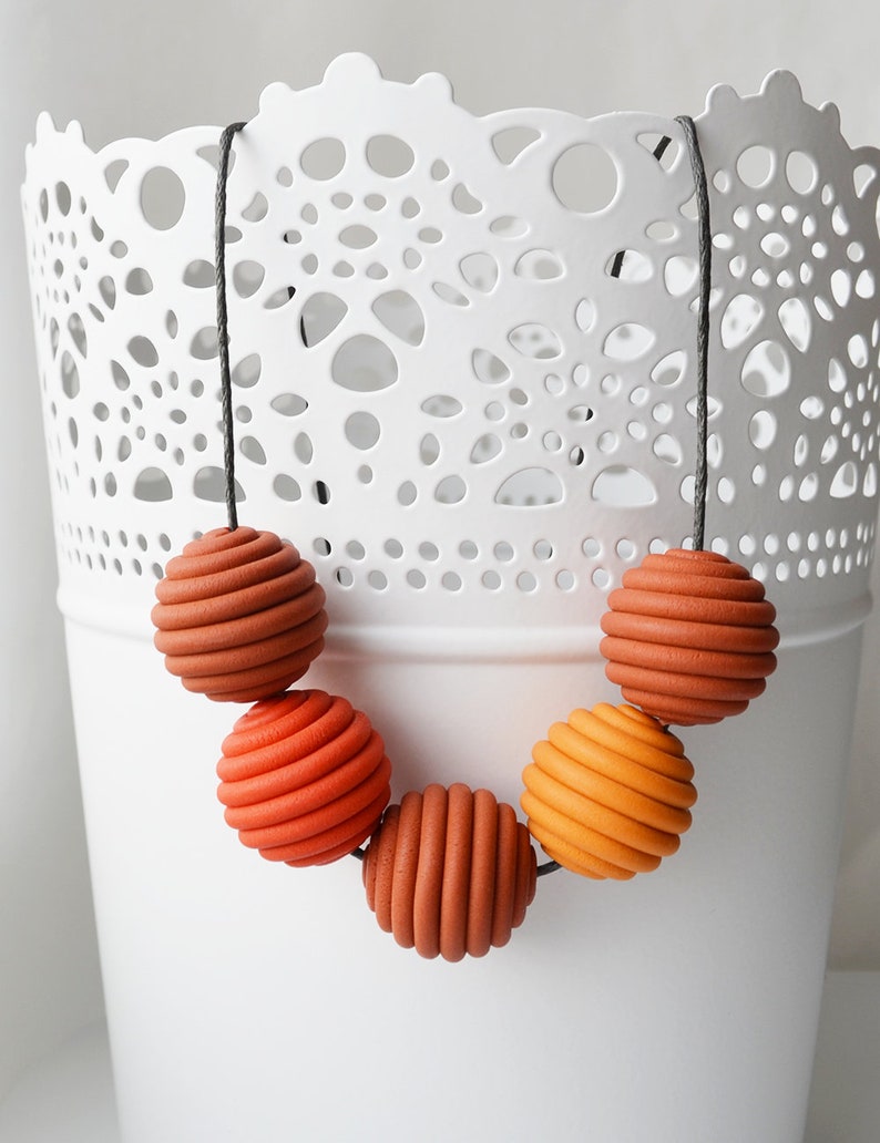 Polymer Clay Necklace in Burn Orange Mix Colors.halloween Etsy