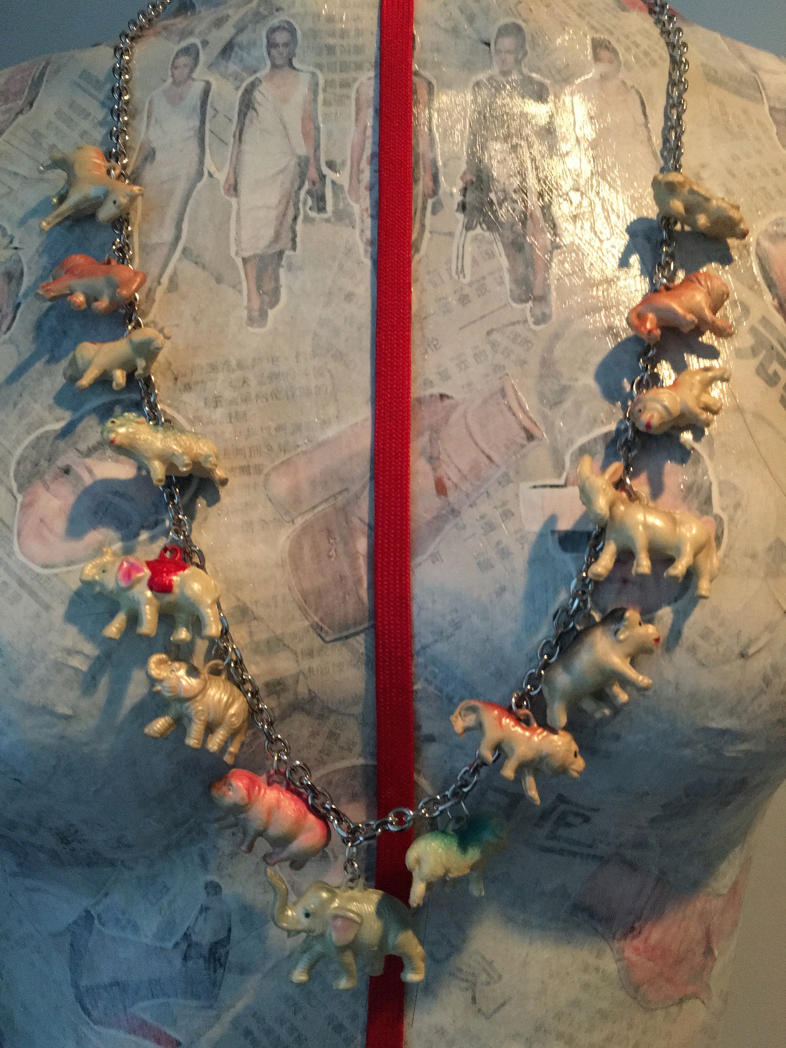 Cracker Jack Necklace Vintage Collectable Charms 1920's 1950's, Puffy