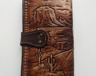 3D Western Wallet Mens Bifold Gator Print Leather Pockets Cognac DW232