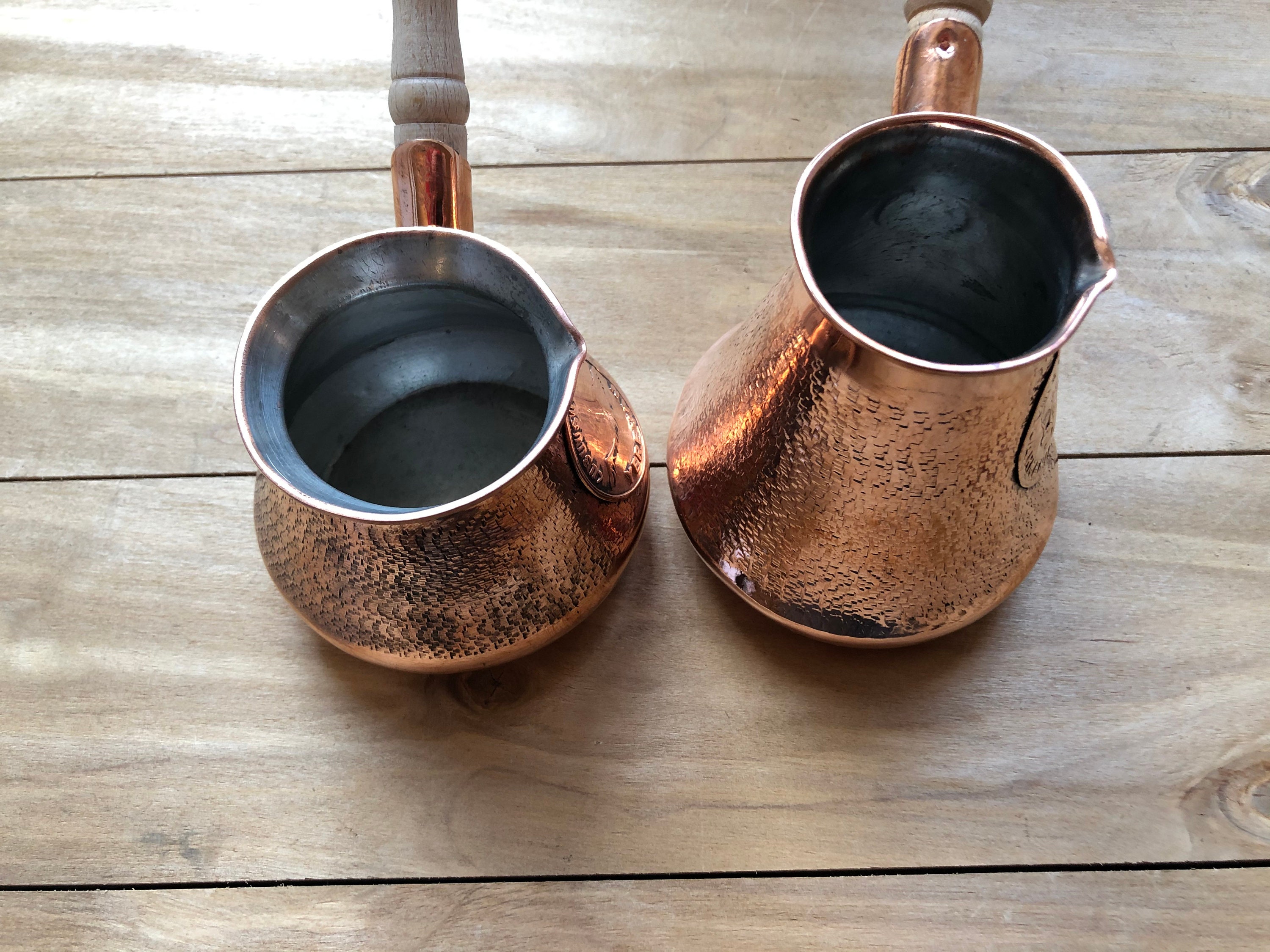 Handmade Coffee Pot 9.1 Fl Oz Armenian Copper Jazva Ararat Turkish Arabic  Greek Cezve Jezve Ibrik Turka Jazzve Jazve Wooden Handle