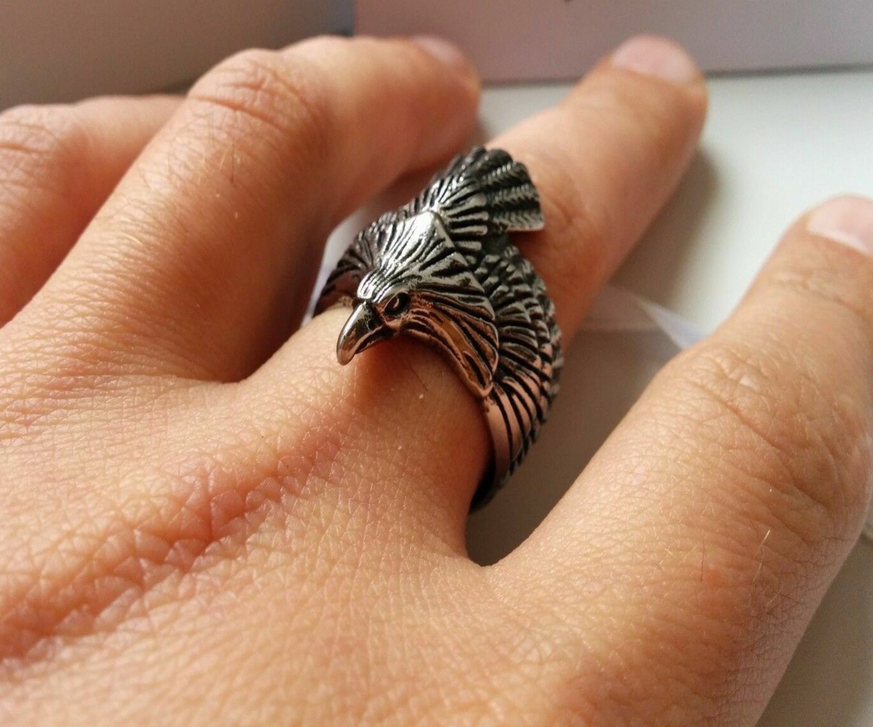 Bald Eagle Ring 925 Sterling Silver Wrap Ring Animal Etsy
