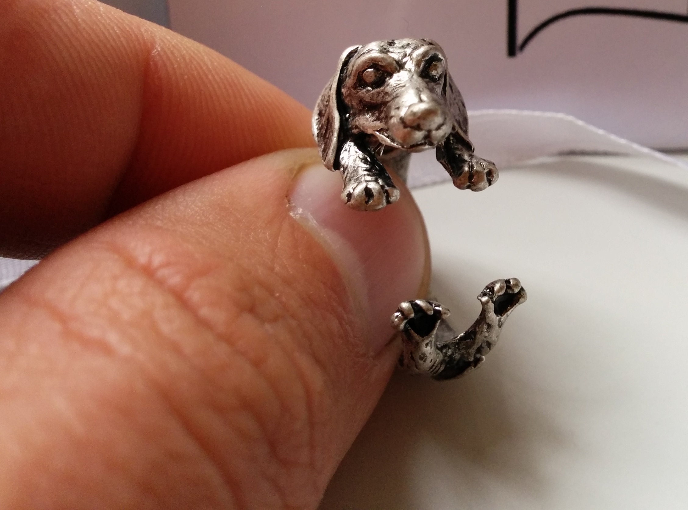 Silver Dog Ring Dog Jewelry Adjustable Dog Ring Animal Dog Etsy