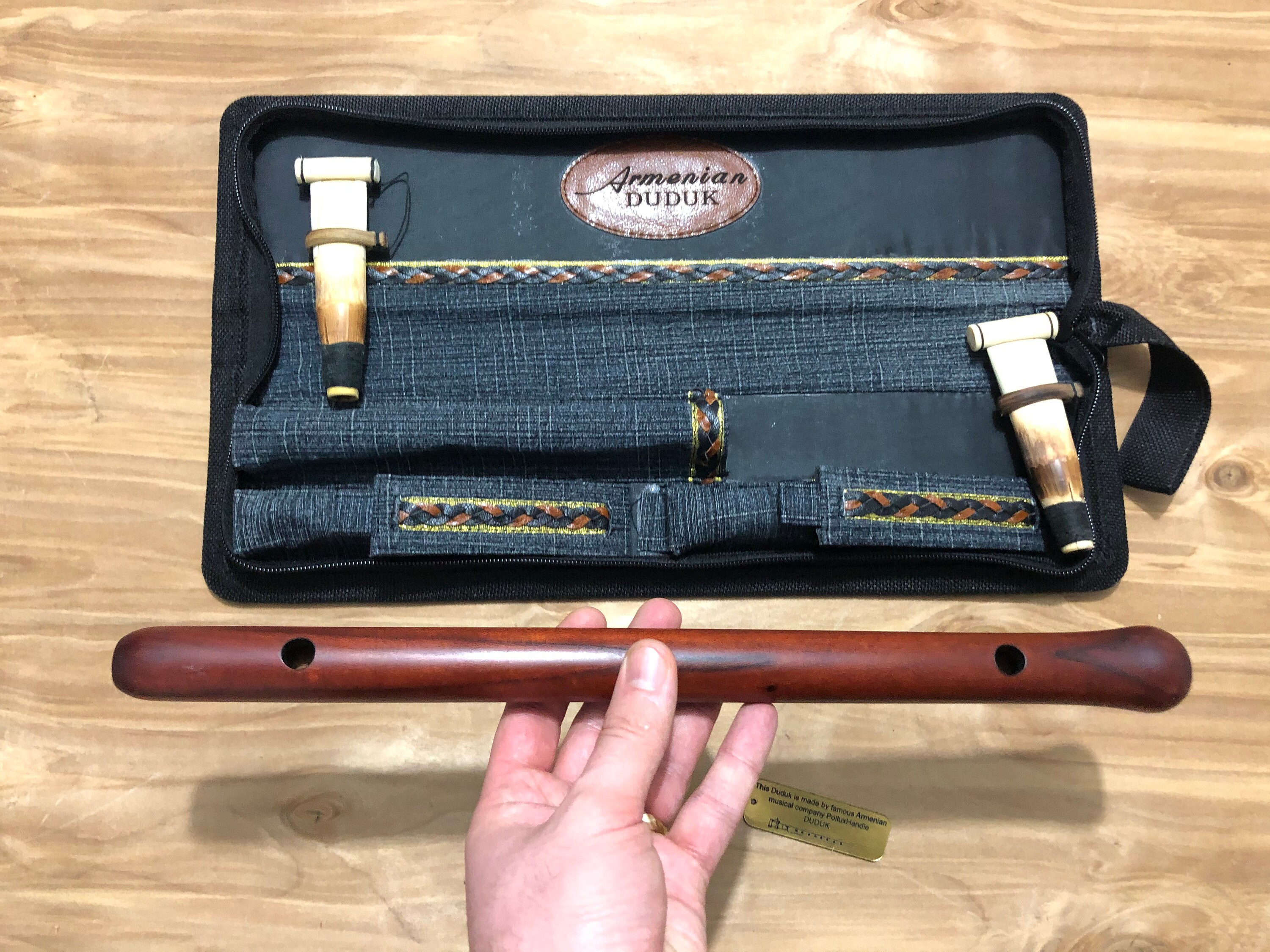 Professional Armenian Duduk In Key A – Made Of Apricot Wood With 2 Reeds, Case & Instructions