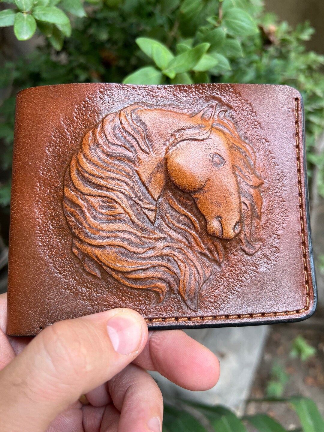 Horse Animal Wallet 3D Genuine Leather Hand Carved Leather Etsy