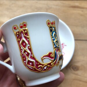 Armenian Cup, Ceramic Cups Armenian style, Tea Bowl, Armenian Gifts, Armenian letter A Cups, Armenian Coffee Cups image 3