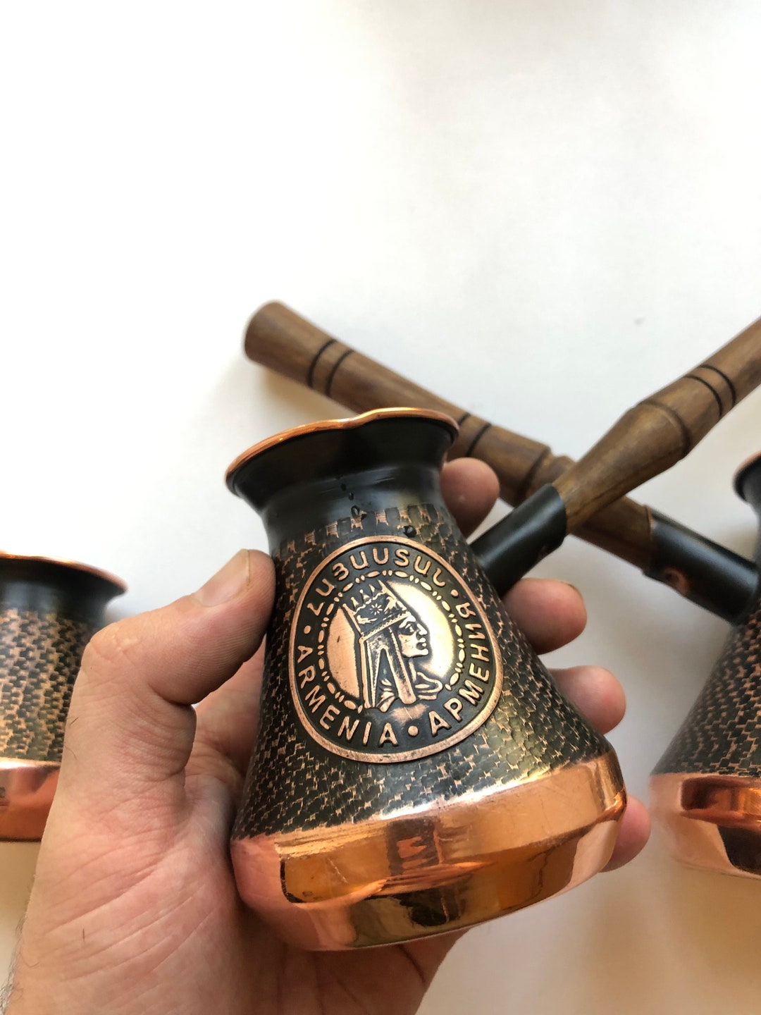 Handmade Armenian Coffee Pot Maker Copper Ibrik Cezve Turka Jazzve With