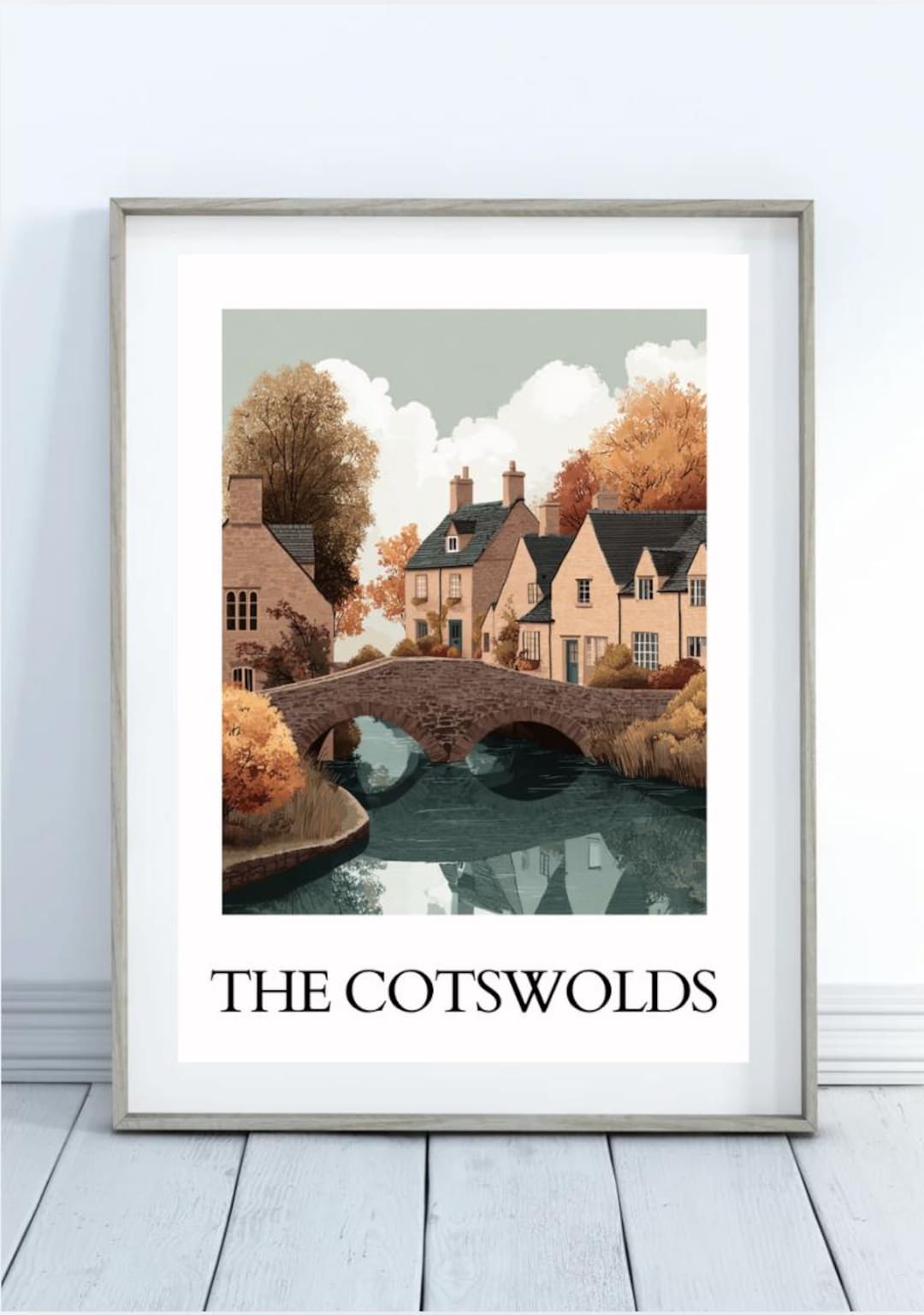 Cotswolds Cottage Wall Art – Pastel Village Travel Poster Print - Etsy