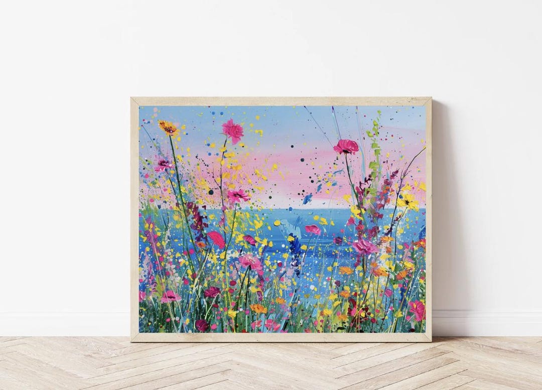 Wildflower Meadow Print | Colorful Summer Field, Botanical Wall Art - Etsy