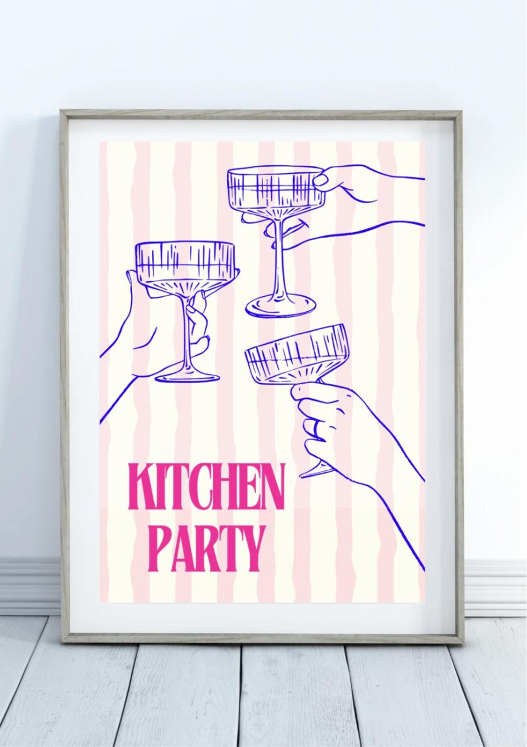 Kitchen Party Programme Kitchen Party Art Print, Retro Champagne Toast, Trendy Kitchen Deco - Etsy