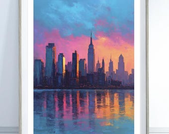 NYC Colourful Art Print New York Sketch