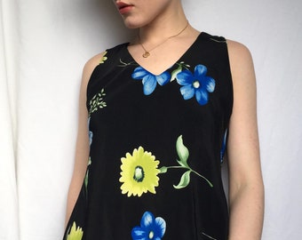 vintage floral shift dress - size medium to large