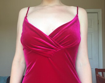 vintage pink velvet evening gown - size medium large