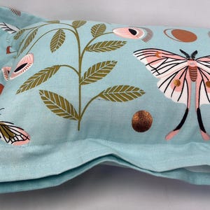 Anthropologie Butterfly Luna Moon Pillow with Polyfil Insert • Copper Floral Boho Eclectic Decor Blue Cotton (18x11 Insert Space) image 8