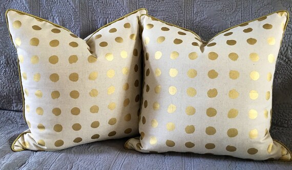 Gold polka dot pillow new arrivals