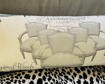 Nicole Miller throw pillow black white script + chairs modern print rectangle 25x10 inch black white cheetah print velvet back