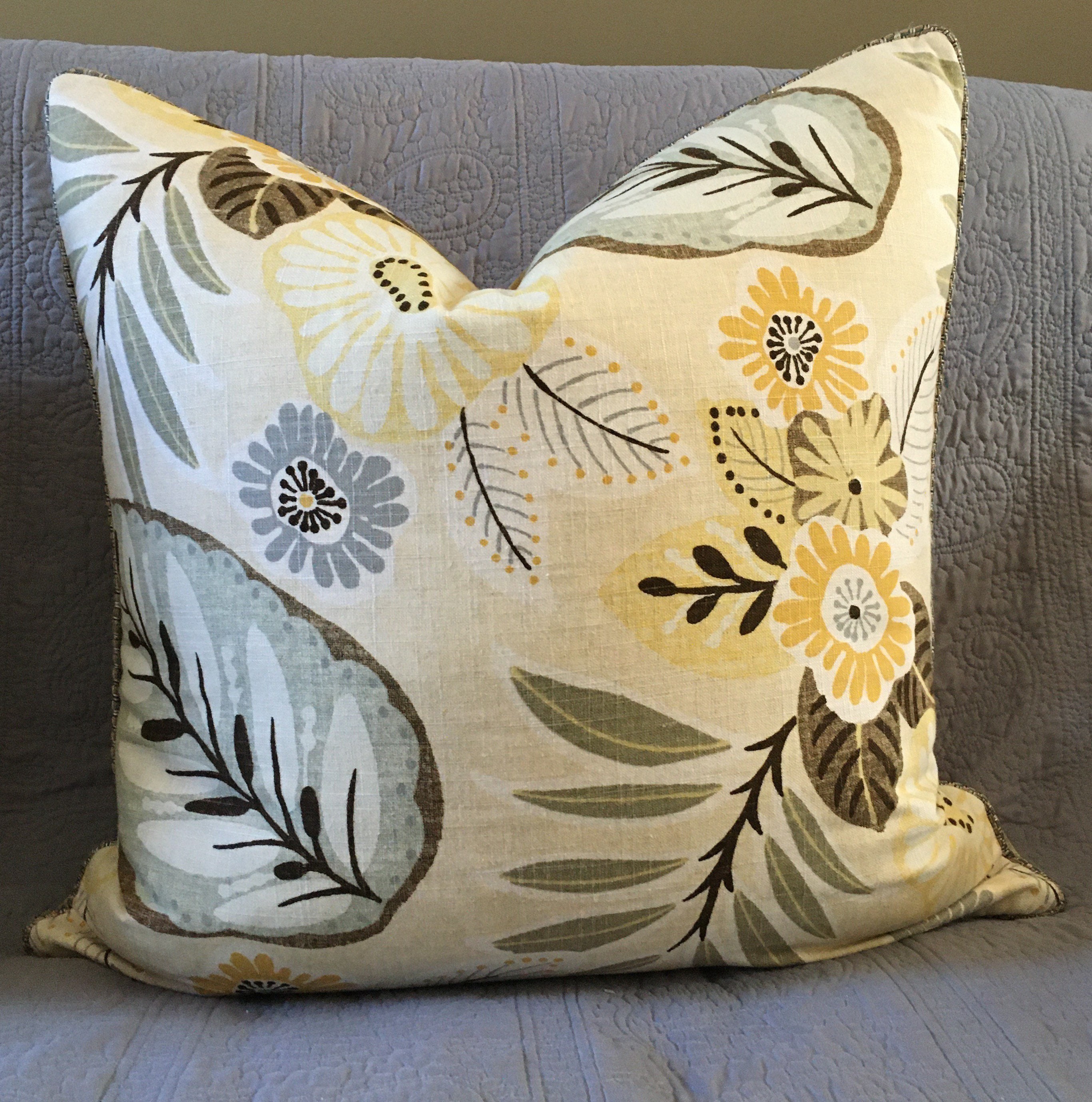 Decorative Pillow in Macbeth Heather Gray Floral